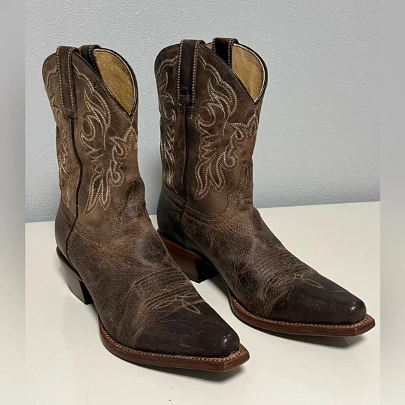 Shyanne Womens Sz 8.5M Western Cowgirl Cowboy Boots Snip Toe Brown Leather - Picture 4 of 16